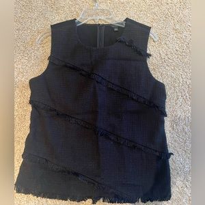Black Ann Taylor Fringe Top